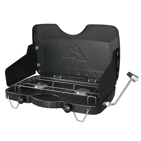 ozark trail camp stove 2 burner black propane gas grill